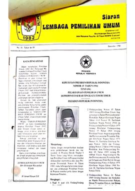 Keputusan Presiden RI No: 01/1981 tentang Pelaksanaan Pemilihan Umum di Propinsi Daerah Tingkat I...