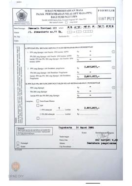 Surat pemberitahuan masa pajak pertambahan nilai (SPT Masa PPN) bagi pemungut PPN Tahun 2009.