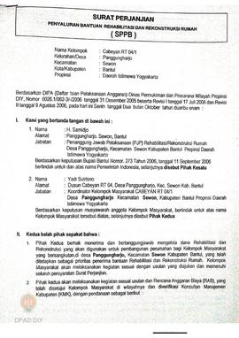 Surat Perjanjian Penyaluran Bantuan Rehabilitasi dan Rekonstruksi Rumah (SPPB),  Nama Kelompok Ca...