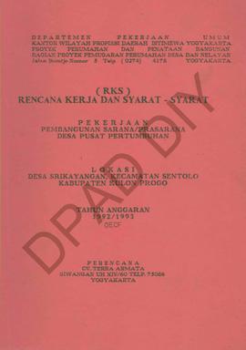 Rencana kerja dan syarat-syarat pekerjaan pembangunan sarana/ prasarana Desa Pusat Pertumbuhan  D...