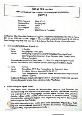 Surat Perjanjian Penyaluran Bantuan Rehabilitasi dan Rekonstruksi Rumah (SPPB),  Nama Kelompok Gl...