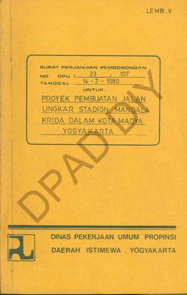 Surat perjanjian pemborongan Dinas Pekerjaan Umum Propinsi DIY No : DPU/23/107 tanggal 14 Februar...