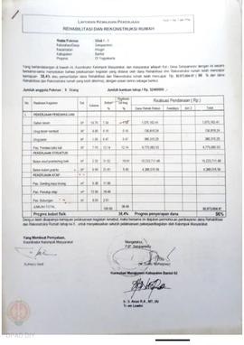 Laporan Kemajuan Pekerjaan Rehabilitasi dan Rekonstruksi rumah,  Nama Kelompok Masyarakat Siluk I...