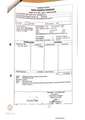 Surat Perintah Pencairan Dana kepada Kelompok Masyarakat Kabupaten Sleman untuk Belanja Lain-lain...