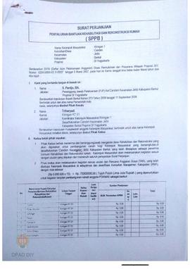 Surat Perjanjian Penyaluran Bantuan Rehabilitasi dan Rekonstruksi Rumah (SPPB),  Nama Kelompok Ki...