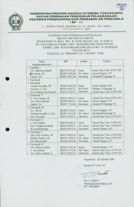 Susunan dan Personalia Ketugasan Angkatan dan Kelompok Penataran Pedoman Penghayatan dan Pengamal...