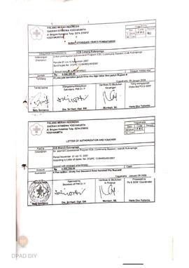 Surat otorisasi/bukti pembayaran untuk pembayaran operasional program ICB cabang Kulonprogo perio...