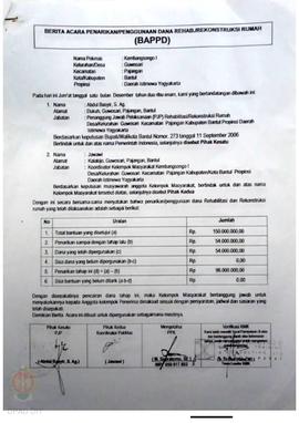 Berita Acara Penarikan/Penggunaan Dana Rehabilitasi/Rekonstruksi Rumah (BAPPD) Rusak Berat, Nama ...