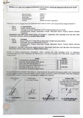 Berita Acara Penarikan/Penggunaan Dana Rehabilitasi/Rekonstruksi Rumah (BAPPD) Rusak Berat, Nama ...