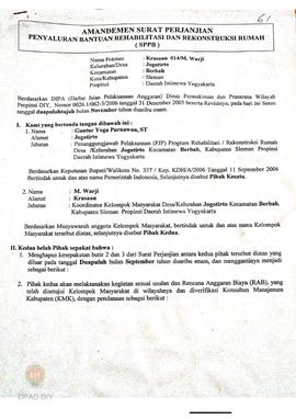 Amandemen Surat Perjanjian Penyaluran Bantuan Rehabilitasi dan Rekonstruksi Rumah (SPPB),  Nama K...