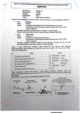 Berita Acara Penarikan/Penggunaan Dana Rehabilitasi/Rekonstruksi Rumah (BAPPD) Rusak Berat, Nama ...