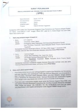 Surat Perjanjian Penyaluran Bantuan Rehabilitasi dan Rekonstruksi Rumah (SPPB),  Nama Kelompok Ke...