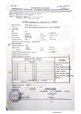 Laporan Hasil pemeriksaan lapangan fase berbunga BPSB II Jateng dan DIY jenis tanaman padi Varita...