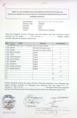 Berita Acara Pembentukan Kelompok dan Pengurus POKMAS & Penetapan prioritas usulan kegiatan R...