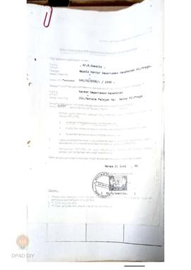 Surat pernyataan berlangganan sambungan telekomunikasi dari Kepala Kantor Departemen Kesehatan Ku...