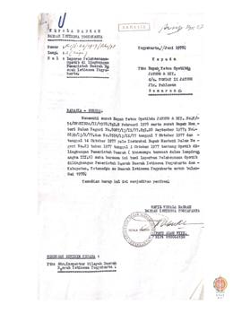Surat Wakil Kepala Daerah Provinsi DIY No. K1/ I. 30/ 1917/ Rhs/ 78 kepada Ketua Opstibda Jateng ...