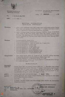 Bendel Kutipan Surat Keputusan Menteri Penerangan Republik Indonesia Nomor : 66/ SK-JP/BK/1989 me...