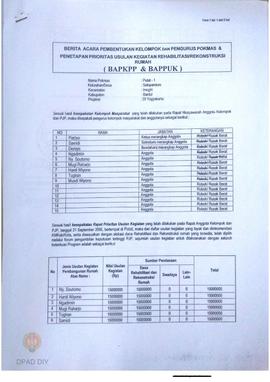 Berita Acara Pembentukan Kelompok dan Pengurus POKMAS & Penetapan prioritas usulan kegiatan R...