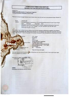 Permohonan Pembayaran Bantuan Rehabilitasi dan Rekonstruksi Rumah, Kelompok Masyarakat Galur 77R,...