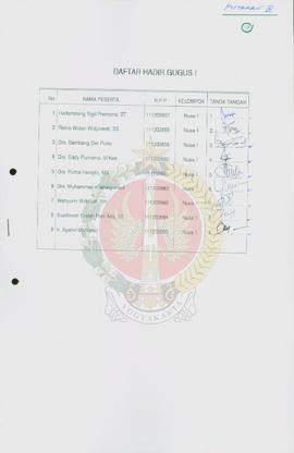 Daftar Hadir Peserta Gugus 1-12 pada acara Pendalaman II tanggal 9 Agustus 1998 putaran ke IV bag...