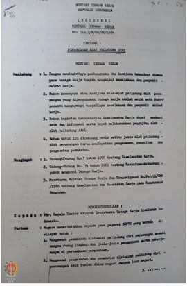 Instruksi Menaker Nomor Ins.2/ M/BW/ BK/ 1984 tanggal 30 Agustus 1984 perihal pengesahan alat pel...