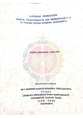 Laporan Penelitian Dampak Pemasyarakatan dan Pembudayaan P-4 di Provinsi Daerah Istimewa Yogyakar...