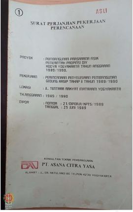 Surat Perjanjian Pekerjaan Perencanaan Pembangunan Gedung Arsip Daerah Tahap II 1989/1990  dengan...