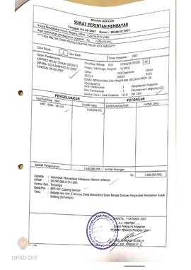 Surat Perintah Pencairan Dana kepada Kelompok Masyarakat Kabupaten Sleman untuk Belanja Lain-lain...