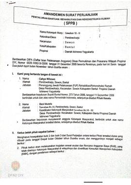 Surat Perjanjian Penyaluran Bantuan Rehabilitasi dan Rekonstruksi Rumah (SPPB),  Nama Kelompok Sa...