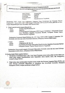 Amandemen Surat Perjanjian Penyaluran Bantuan Rehabilitasi dan Rekonstruksi Rumah (SPPB),  Nama K...