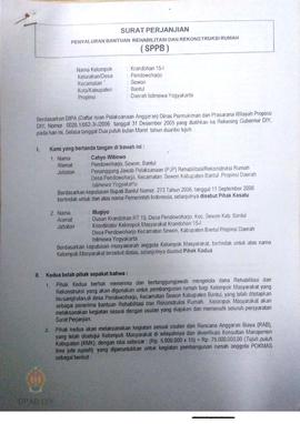 Surat Perjanjian Penyaluran Bantuan Rehabilitasi dan Rekonstruksi Rumah (SPPB),  Nama Kelompok Kr...
