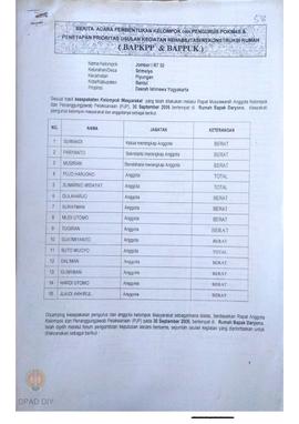 Berita Acara Pembentukan Kelompok dan Pengurus POKMAS & Penetapan prioritas usulan kegiatan R...