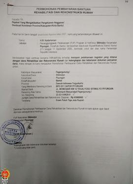 Berkas Laporan Kemajuan Penggunaan Dana Pekerjaan Rehabilitasi dan Rekonstruksi rumah Kelompok Ma...