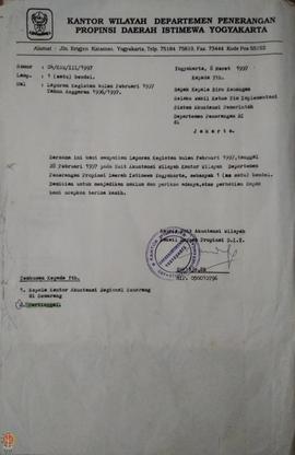 Laporan kegiatan dari Kepala Unit Akuntansi Wilayah Kantor Wilayah Departemen Penerangan Daerah I...