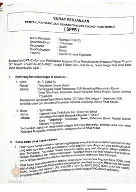 Surat Perjanjian Penyaluran Bantuan Rehabilitasi dan Rekonstruksi Rumah (SPPB),  Nama Kelompok Ng...