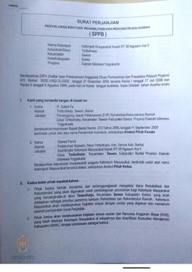 Surat Perjanjian Penyaluran Bantuan Rehabilitasi dan Rekonstruksi Rumah (SPPB),  Nama Kelompok Ke...