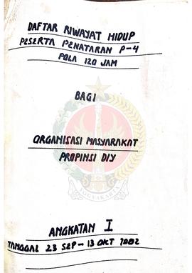 Daftar Riwayat Hidup Peserta Penataran P-4 Pola 120 jam bagi Organisasi Masyarakat tanggal 23 Sep...