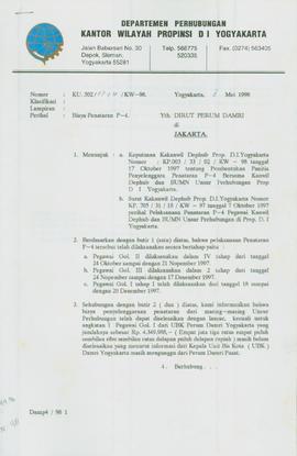 Surat dari Kepala Bagian Tata Usaha yang bertindak atas nama Kepala Kantor Wilayah Departemen Per...