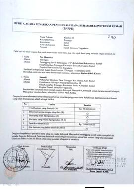 Berita Acara Penarikan/Penggunaan Dana Rehabilitasi/Rekonstruksi Rumah (BAPPD) Rusak Sedang, Nama...