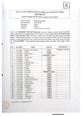 Checklist Kelengkapan Dokumen untuk Pencairan Dana Rehabilitasi dan Rekonstruksi Rumah Rusak Ring...