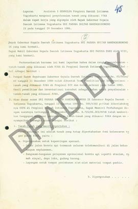 Laporan Asisten I Sekwilda Prov. DIY mengenai penyelesaian tanah yang dikuasai PJKA dalam rapat k...