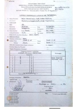 Laporan dari Balai Pengawasan dan Sertifikasi Benih II tentang hasil pemeriksaan lapangan pertumb...