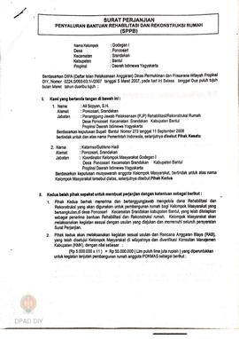 Surat Perjanjian Penyaluran Bantuan Rehabilitasi dan Rekonstruksi Rumah (SPPB),  Nama Kelompok Ma...