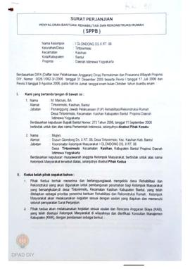 Surat Perjanjian Penyaluran Bantuan Rehabilitasi dan Rekonstruksi Rumah (SPPB), Nama Kelompok I s...