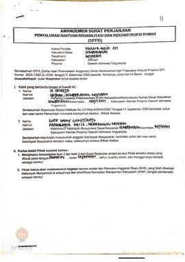 Amandemen Surat Perjanjian Penyaluran Bantuan Rehabilitasi dan Rekonstruksi Rumah (SPPB),  Nama K...