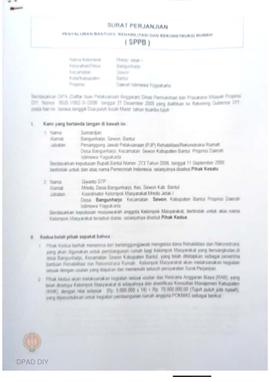 Surat Perjanjian Penyaluran Bantuan Rehabilitasi dan Rekonstruksi Rumah (SPPB),  Nama Kelompok Mr...