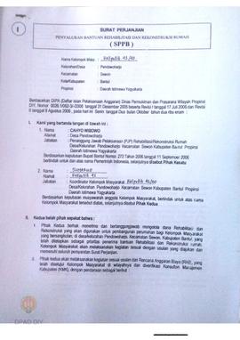 Surat Perjanjian Penyaluran Bantuan Rehabilitasi dan Rekonstruksi Rumah (SPPB),  Nama Kelompok Ka...