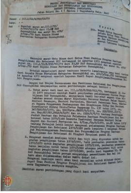 Surat dari Pimpro Perencanaan dan Pembinaan Reboisasi dan Penghijauan DAS Gunungkidul DIY No. III...