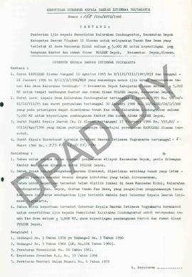 Surat Keputusan Gubernur Kepala DIY No. 168/Idz/KPTS/1986 tentang pemberian ijin kepada Pemerinta...