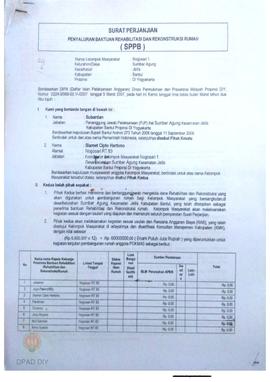 Surat Perjanjian Penyaluran Bantuan Rehabilitasi dan Rekonstruksi Rumah (SPPB),  Nama Kelompok No...